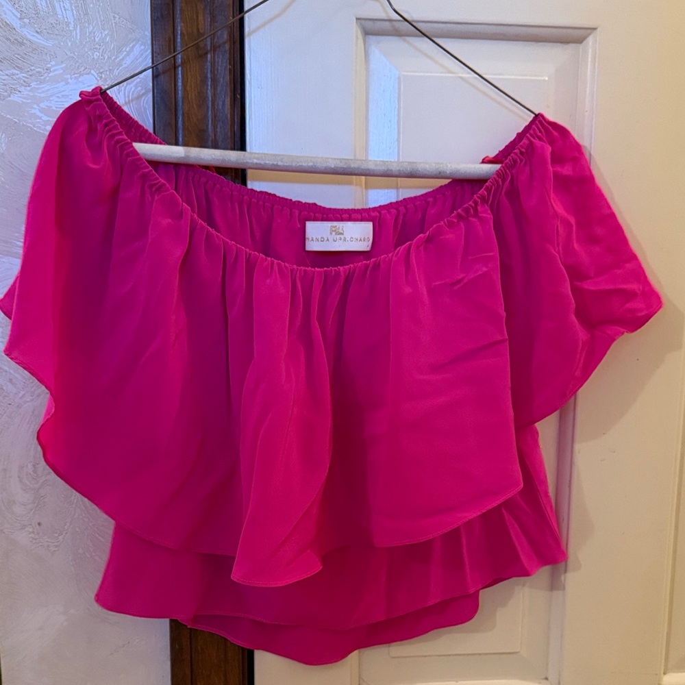 Amanda Uprichard Hot Pink Ruffle Blouse